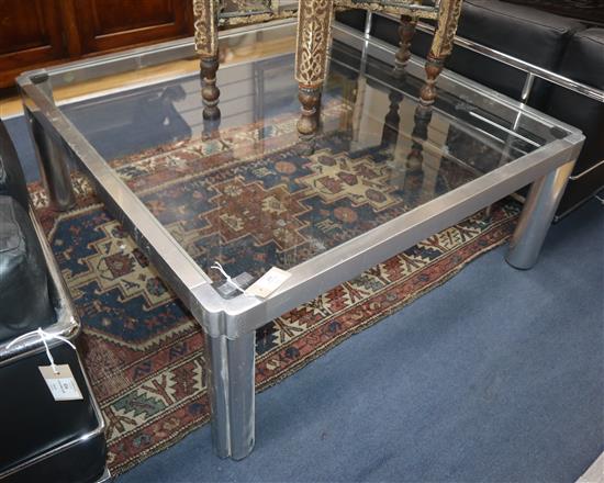 An Italian Biobject chrome and glass coffee table W.100cm